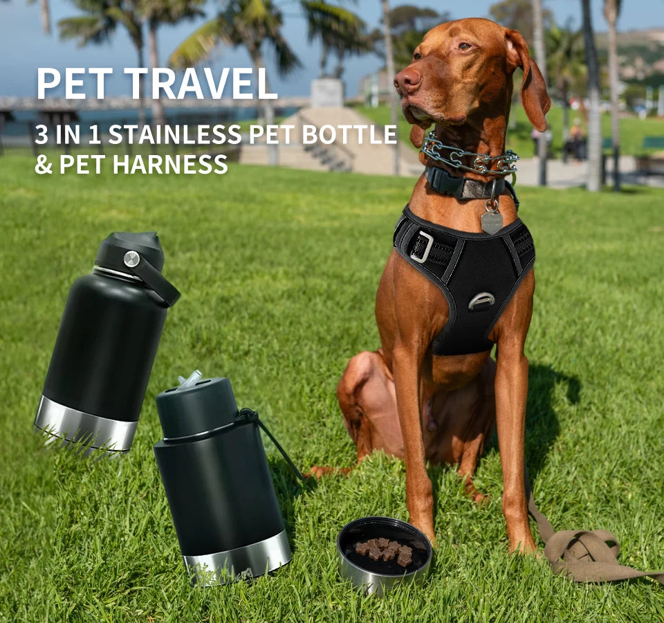 1000ml Outdoor Travel Portable Pet Insulated Feeder Dog. Bowl Food Bottle.