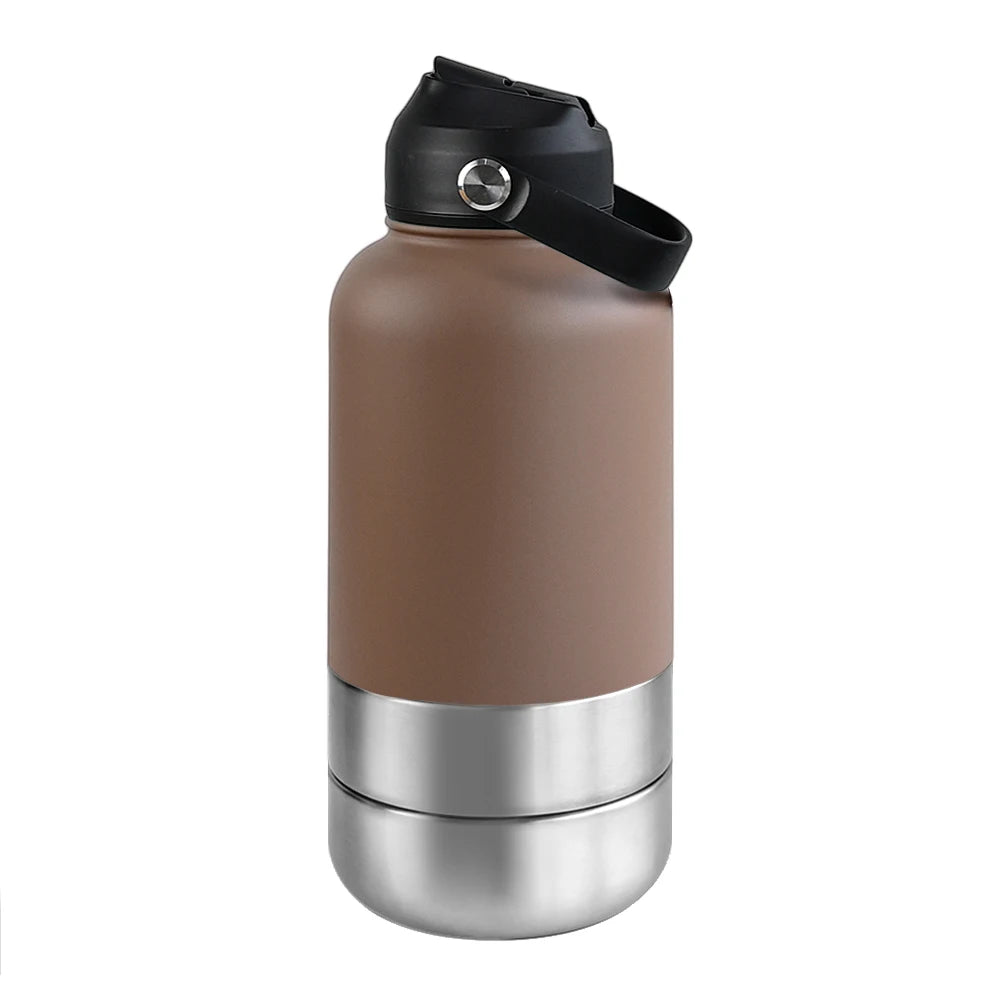 1000ml Outdoor Travel Portable Pet Insulated Feeder Dog. Bowl Food Bottle.