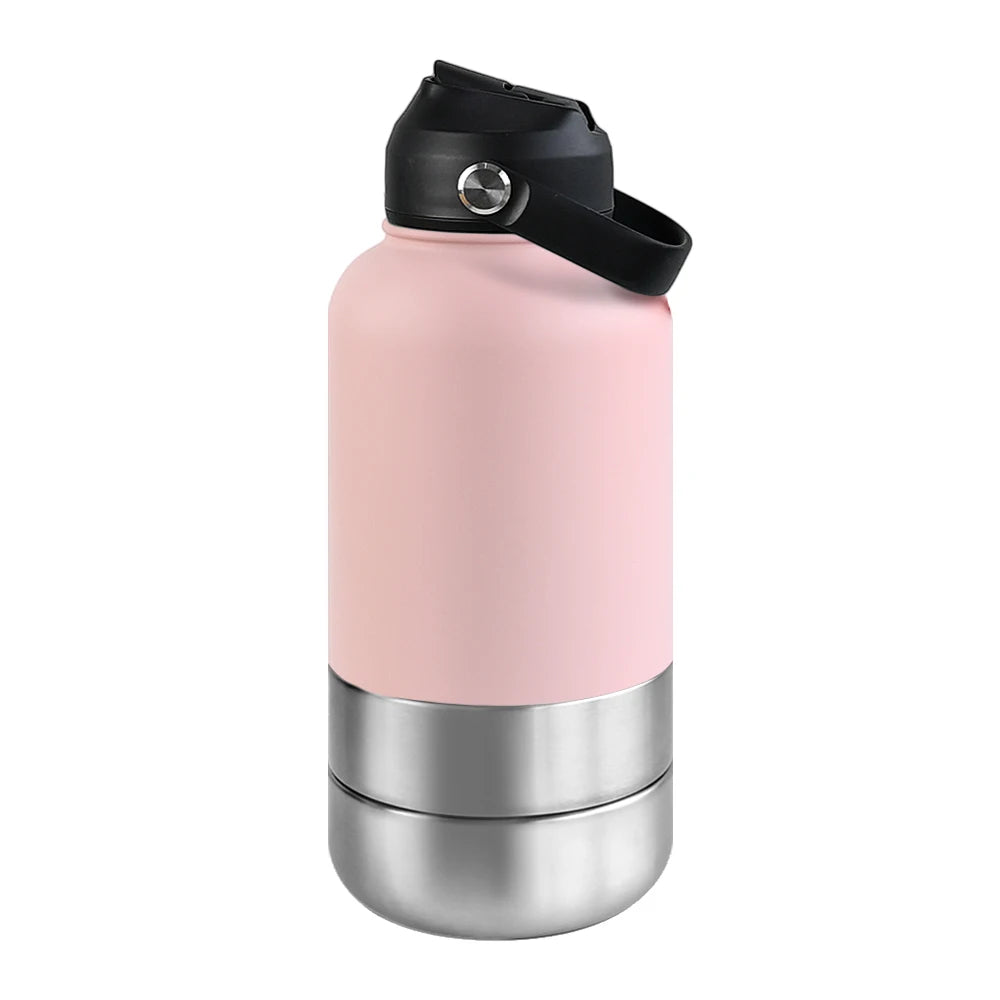 1000ml Outdoor Travel Portable Pet Insulated Feeder Dog. Bowl Food Bottle.