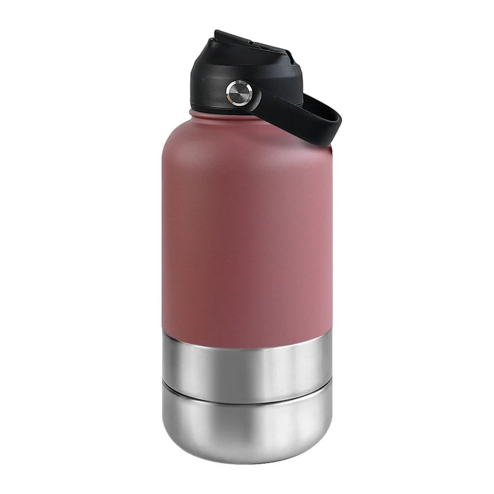 1000ml Outdoor Travel Portable Pet Insulated Feeder Dog. Bowl Food Bottle.