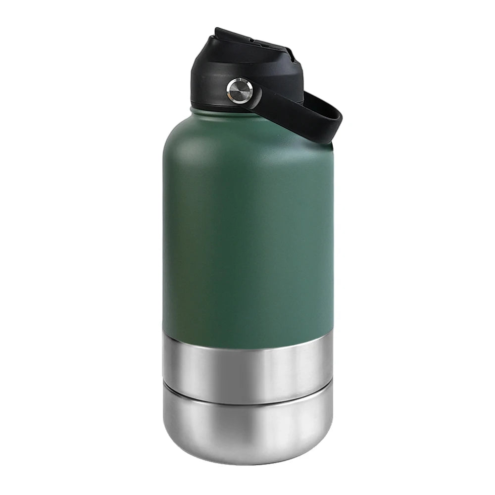 1000ml Outdoor Travel Portable Pet Insulated Feeder Dog. Bowl Food Bottle.