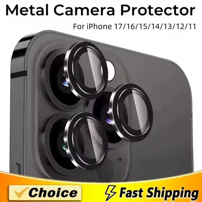 Metal Camera Lens Protector Glass For iPhone 16 17 15 13 11 12 14